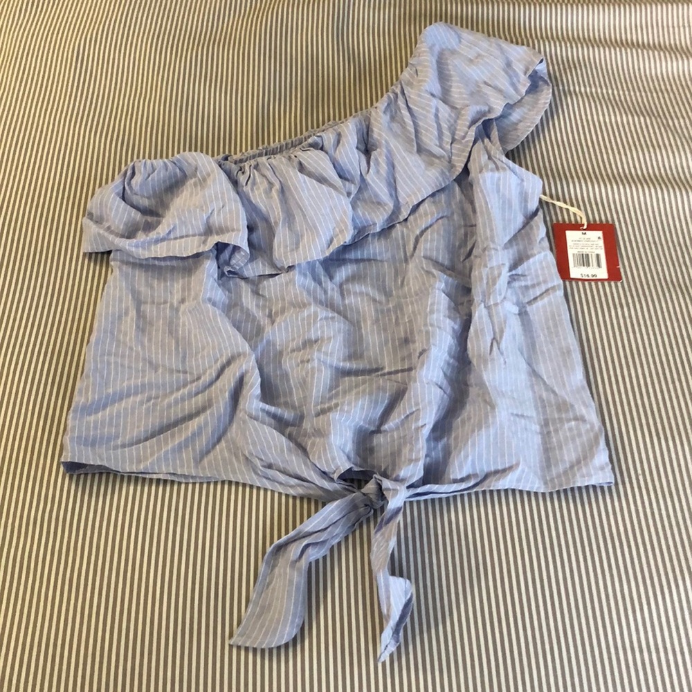 NWT Off Should Blue Pinstriped Top
